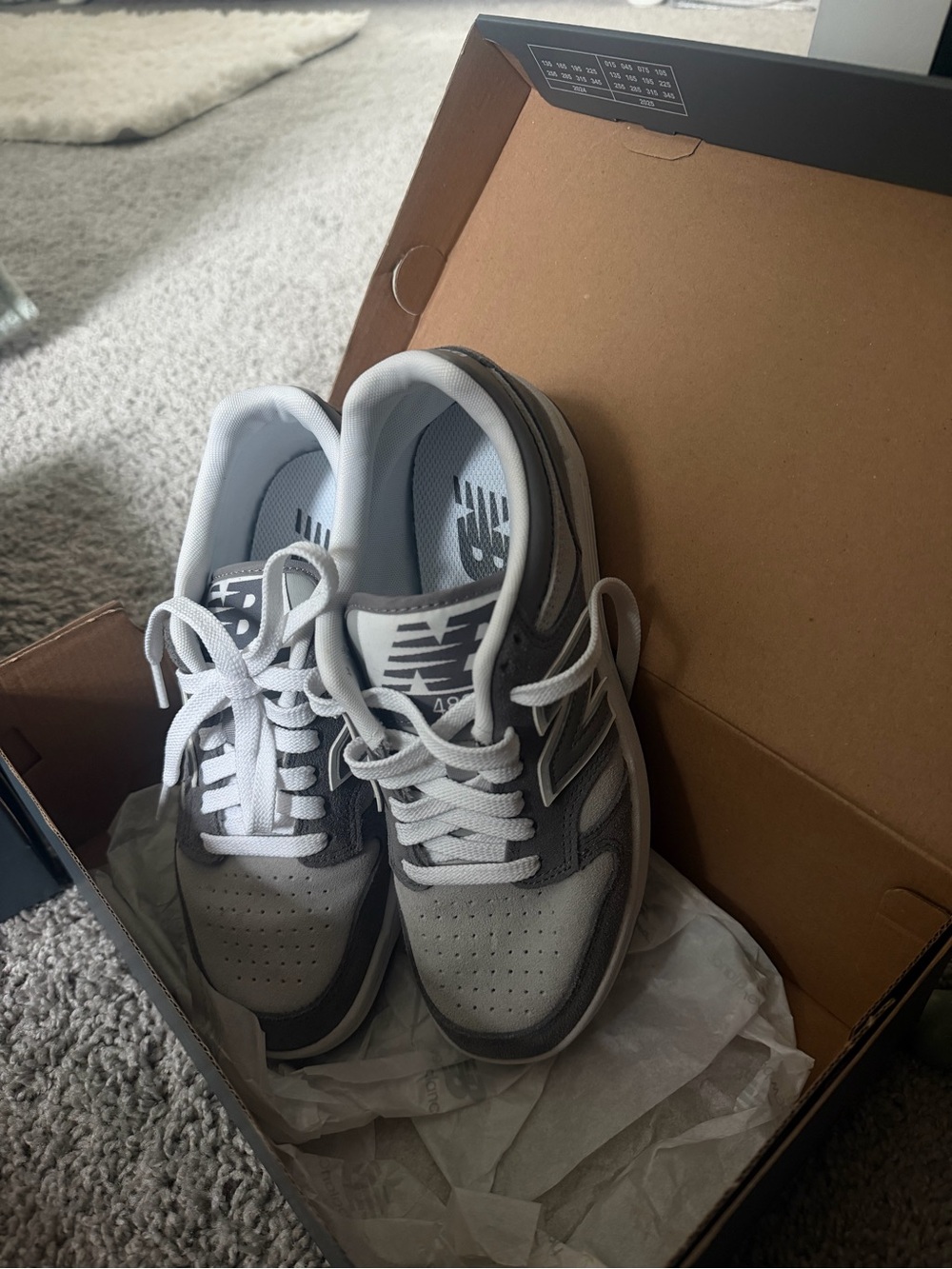 New Balance  Gray and White Low-Top Sneakers